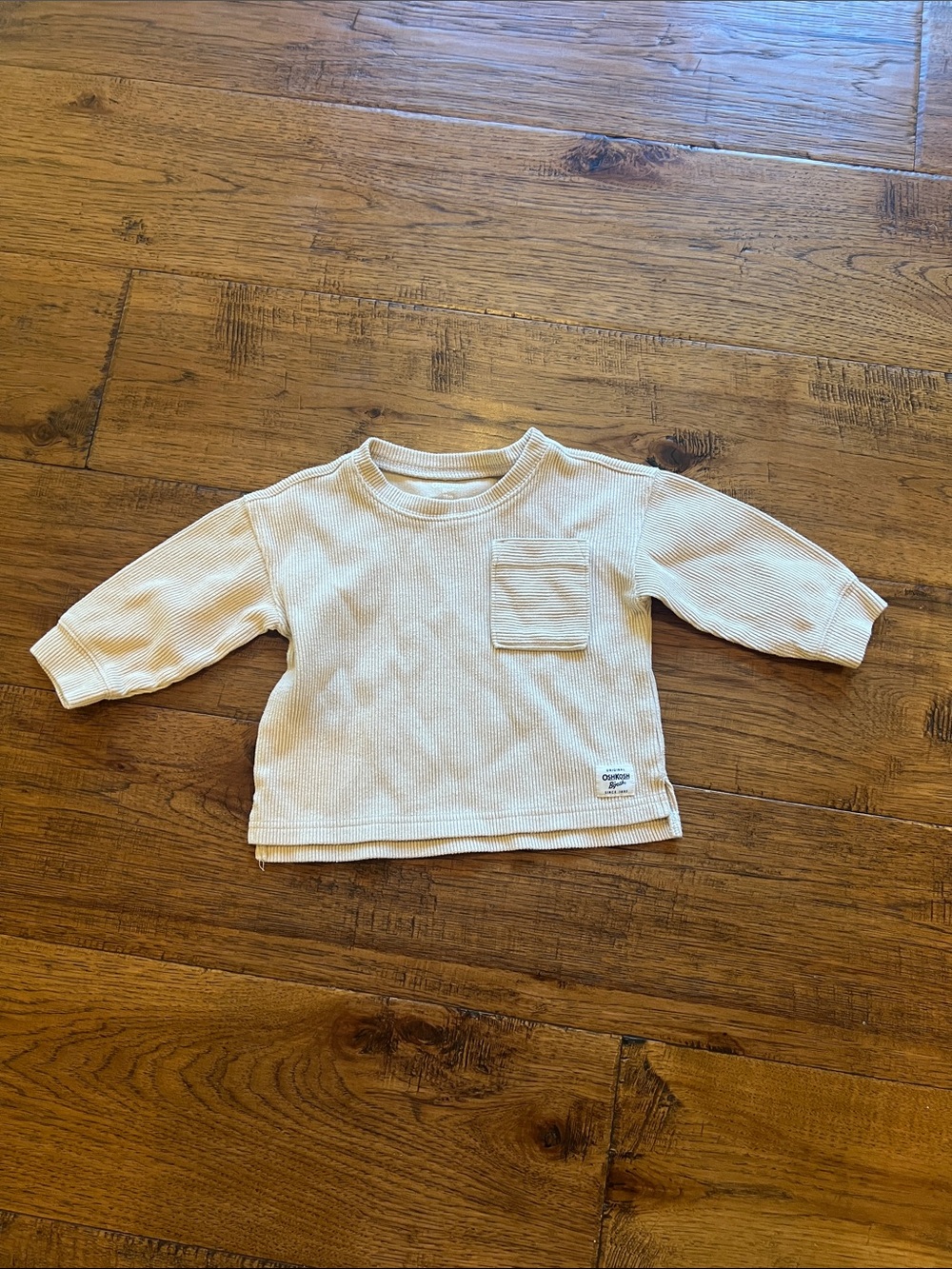 OshKosh B'gosh Cream Long-Sleeve Waffle Pocket Tee